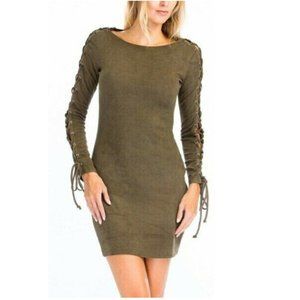 Olivaceous Faux Suede Olive Mini Dress Size S